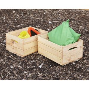 Wooden Half Storage Box Crates - Set of 2
