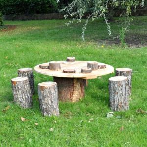 Log Table Rustic Top With Log Seats