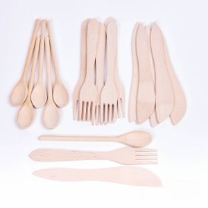 Natural Wood Knives, Forks & Spoons (18Pk)