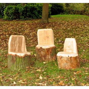 Wooden Carved Out Seat (3Pk)