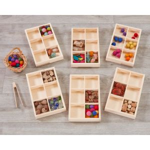 Small Wooden Sorting Trays (6Pk)