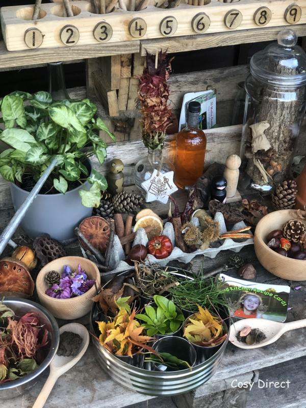 Autumn Mud Kitchen Play Ideas