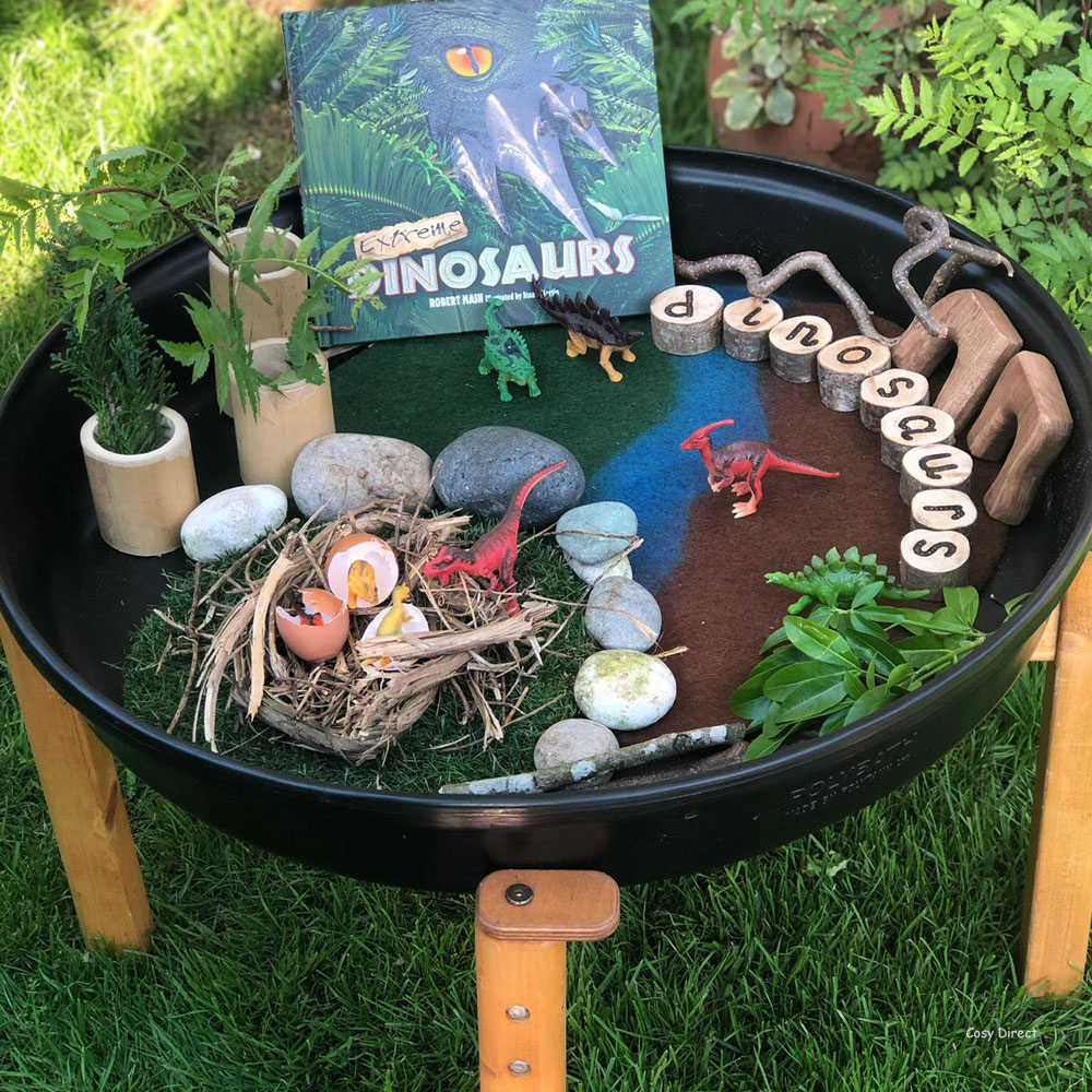 Book play - tray play - dinosaurs