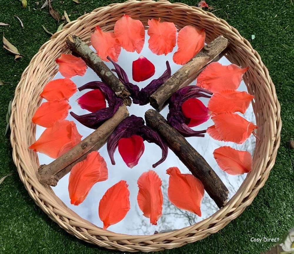 wicker mirror circle tray play ideas