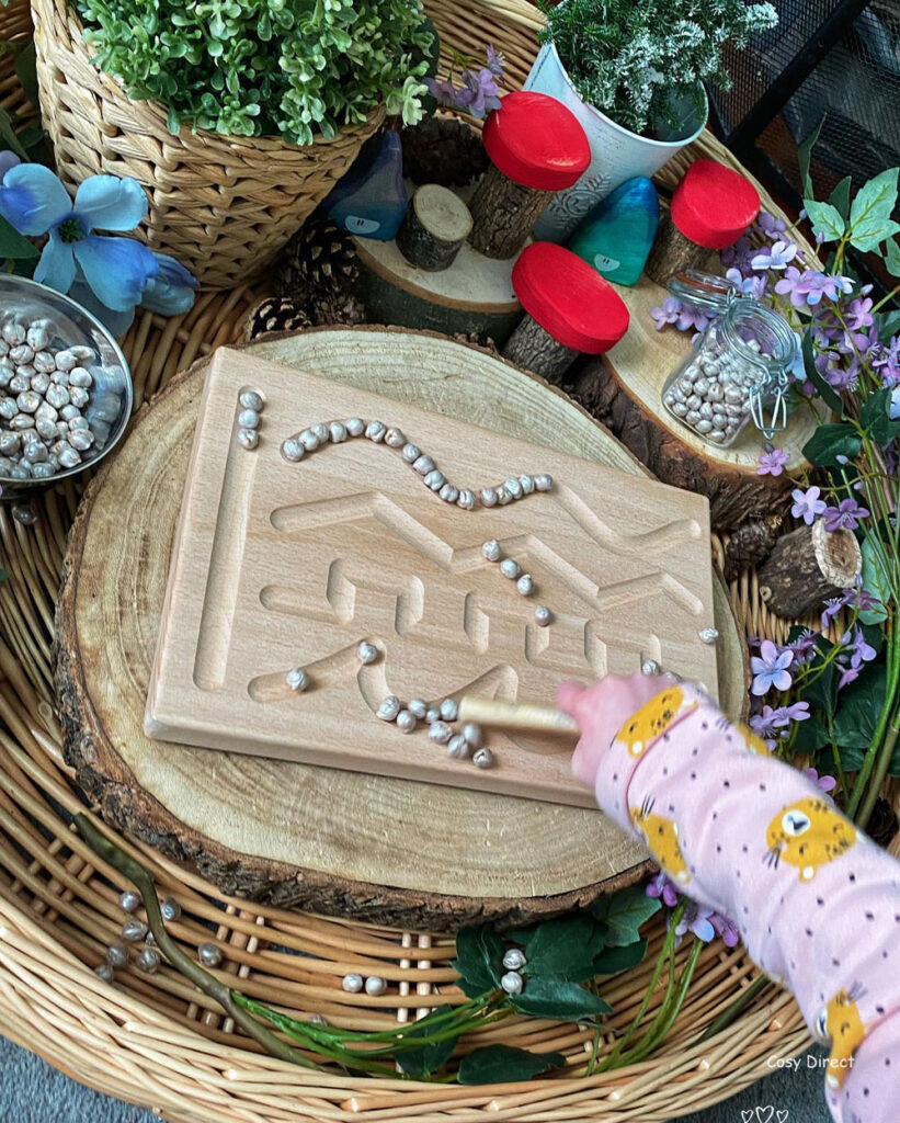 Wicker Tray Play - mark making