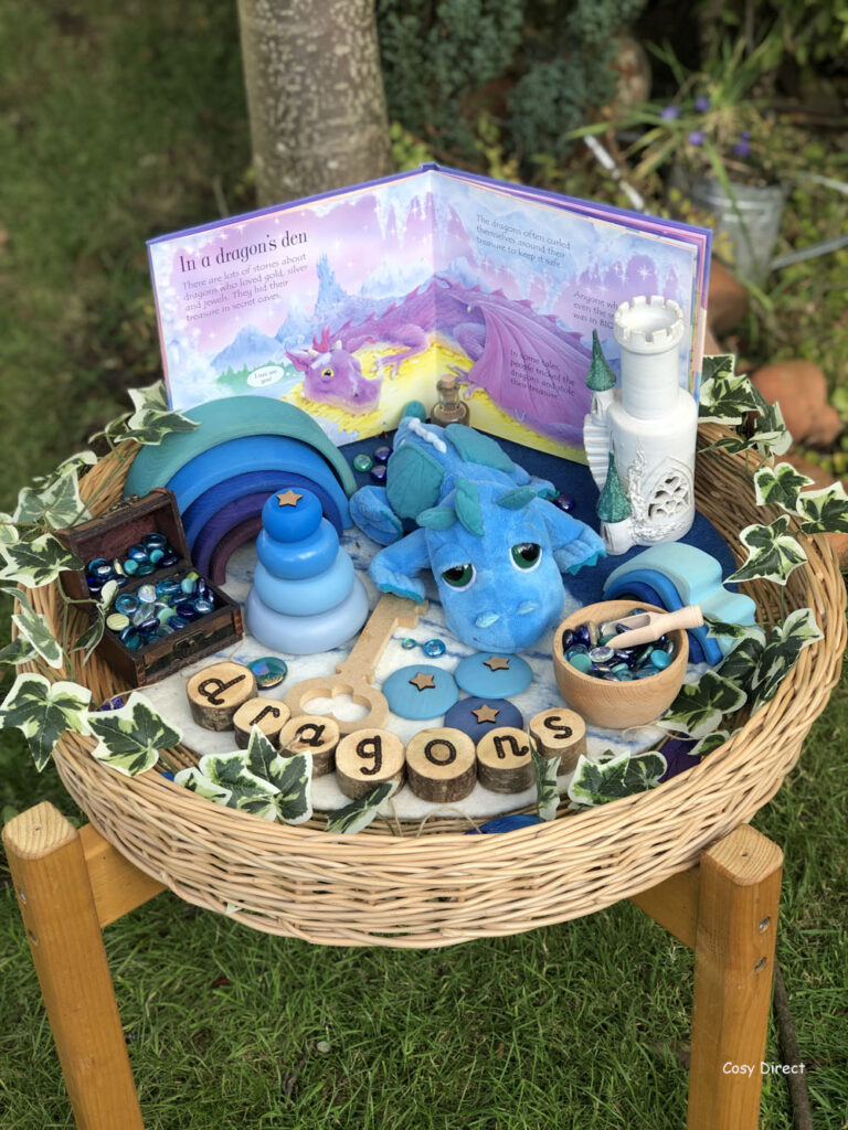 Wicker Tray Play - dragons
