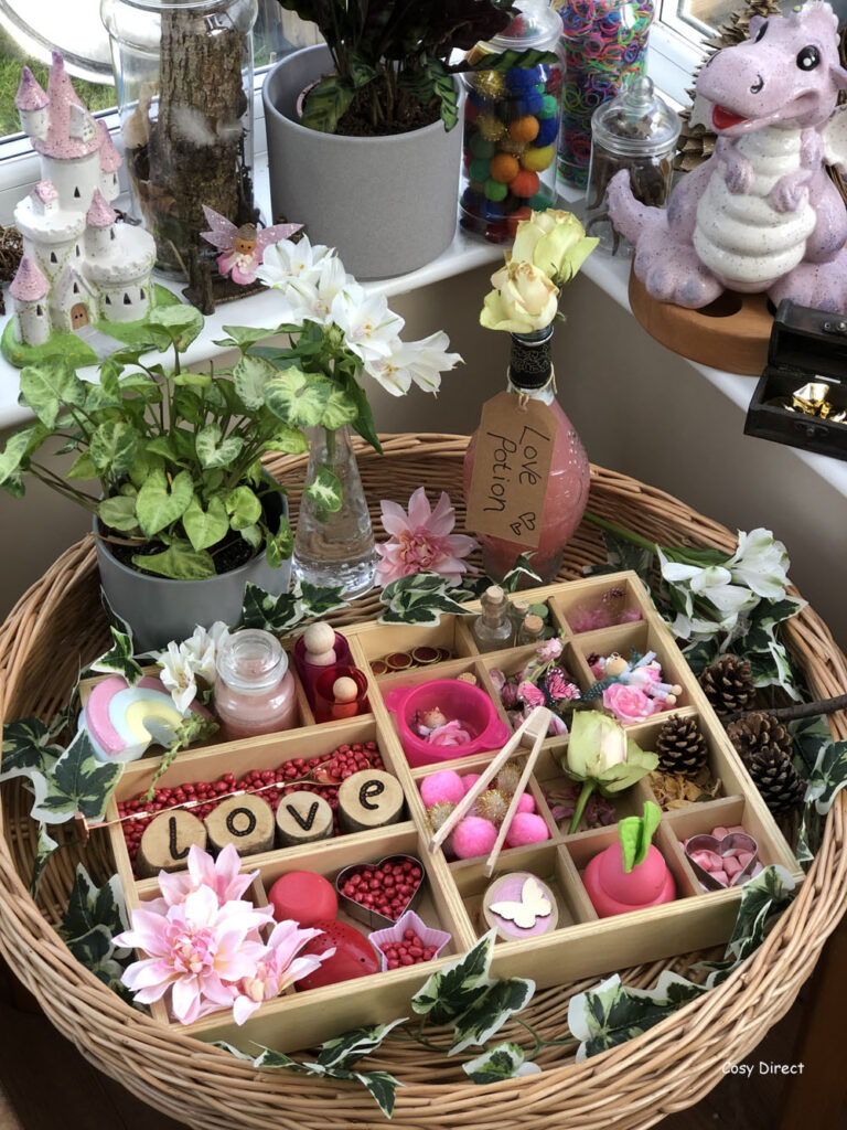 Wicker Tray Play - valentines